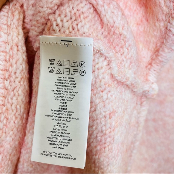 MICHAEL KORS Blossom Heathered High Low Turtleneck Pink Sweater M - Picture 11 of 11